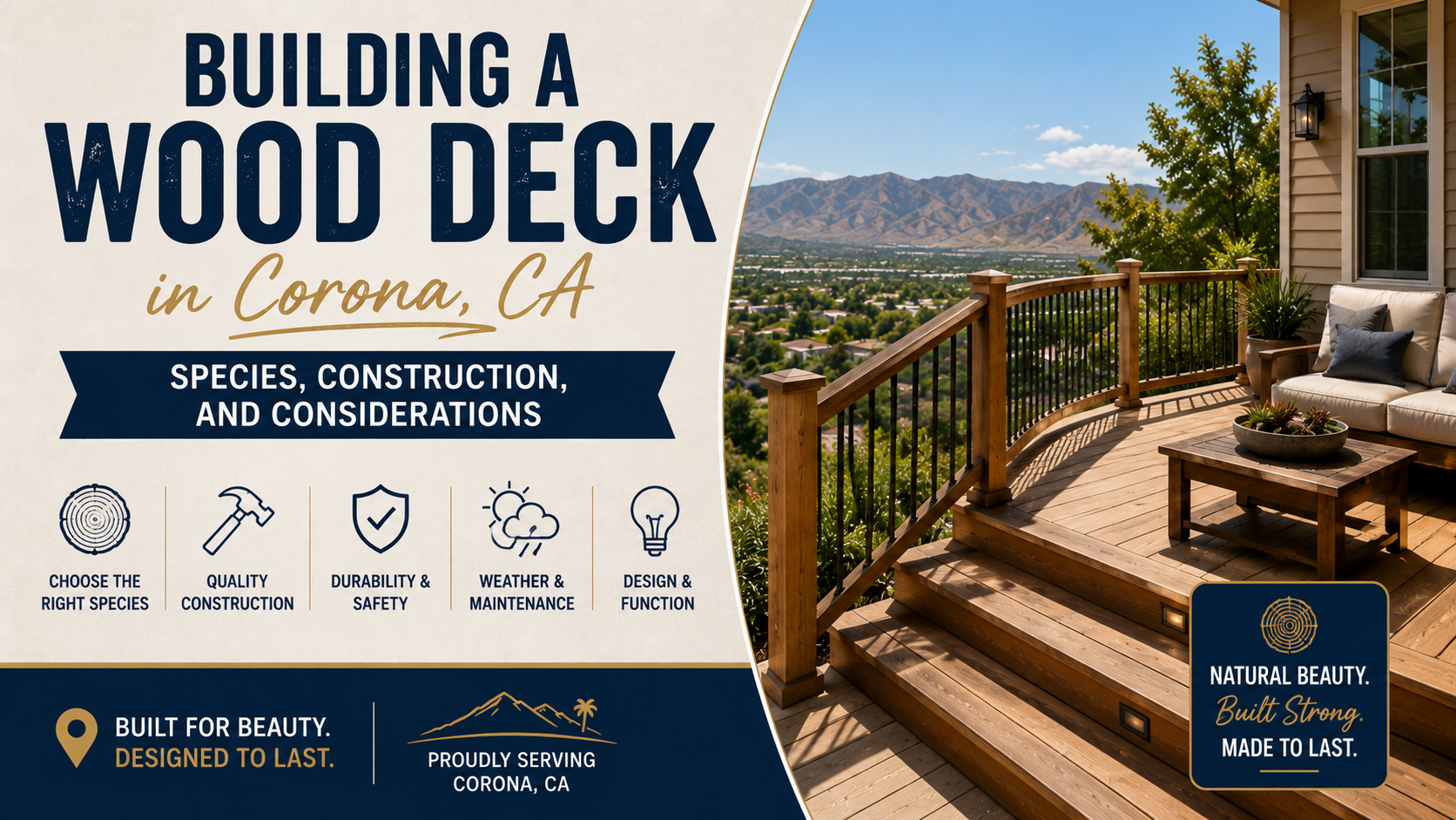 Building a Wood Deck in Corona, CA: Species, Construction, and Considerations